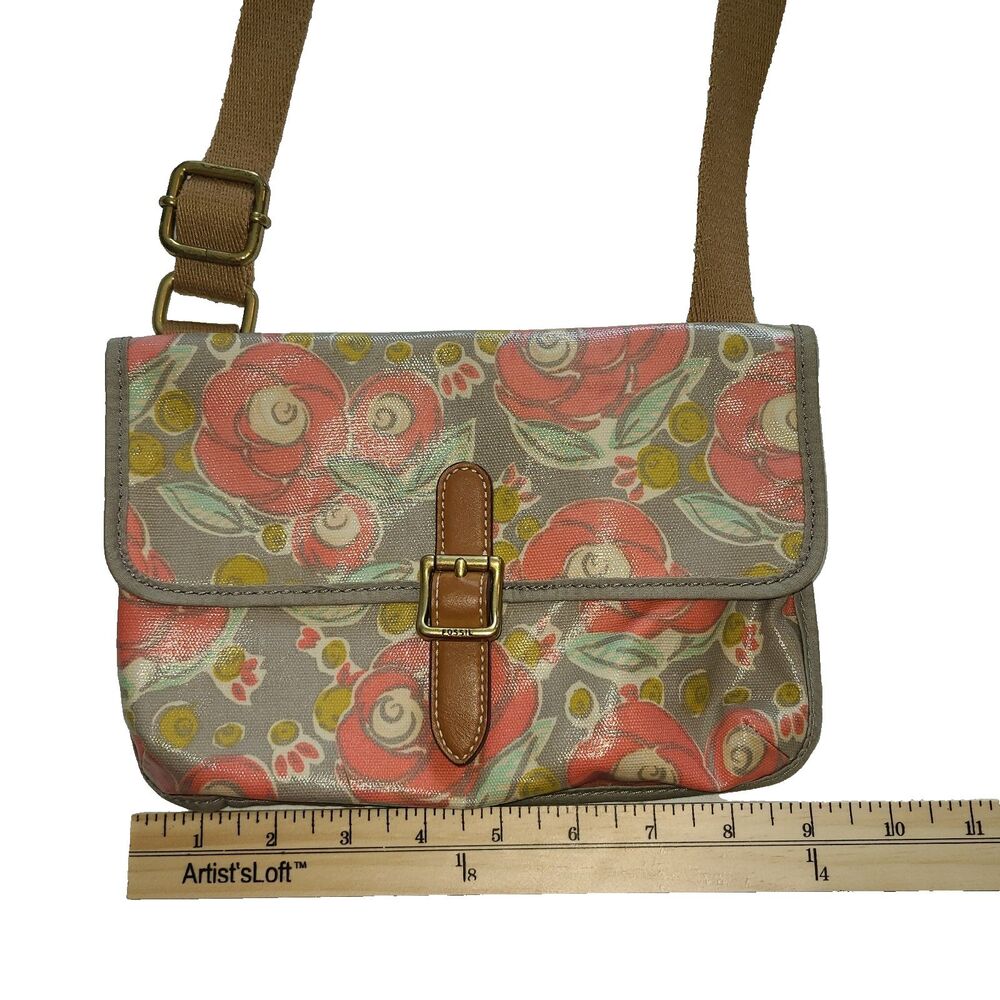 Fossil Key-Per Crossbody Bag Floral Coated Canvas Y2K Cottagecore Rose SWL1047